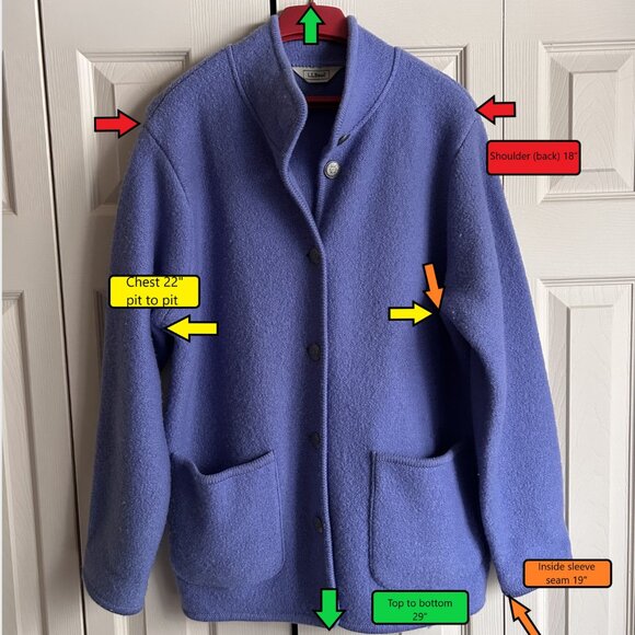 Women’s L.L. Bean 100% Wool jacket Lavender LARGE - Picture 2 of 4